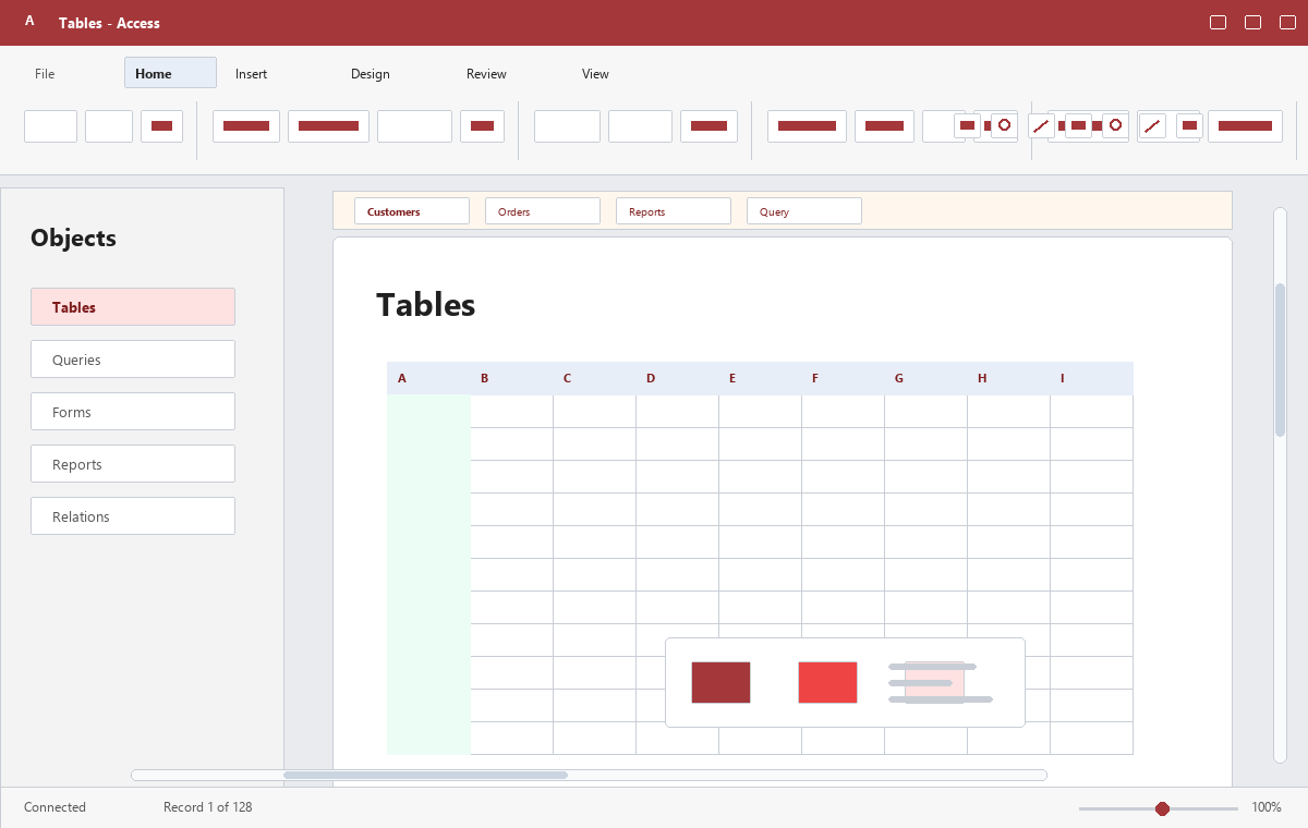 Скриншот Microsoft Access 2016 с таблицей данных