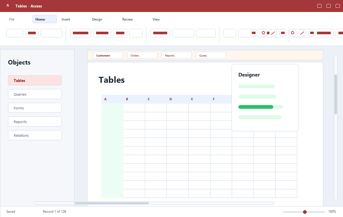Скриншот Microsoft Access 2019 с таблицей данных