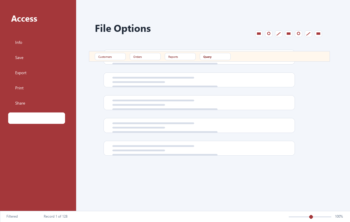 Скриншот Microsoft Access 2021 с отчётом базы данных