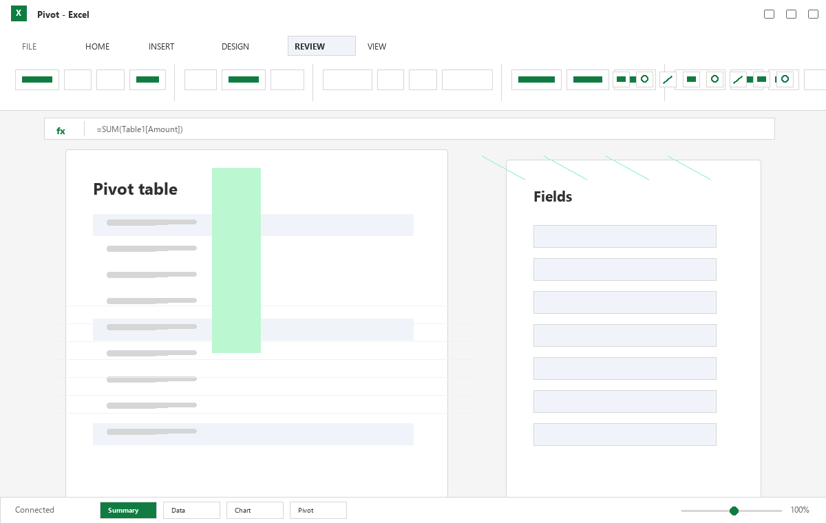 Скриншот Microsoft Excel 2013 с сводной таблицей