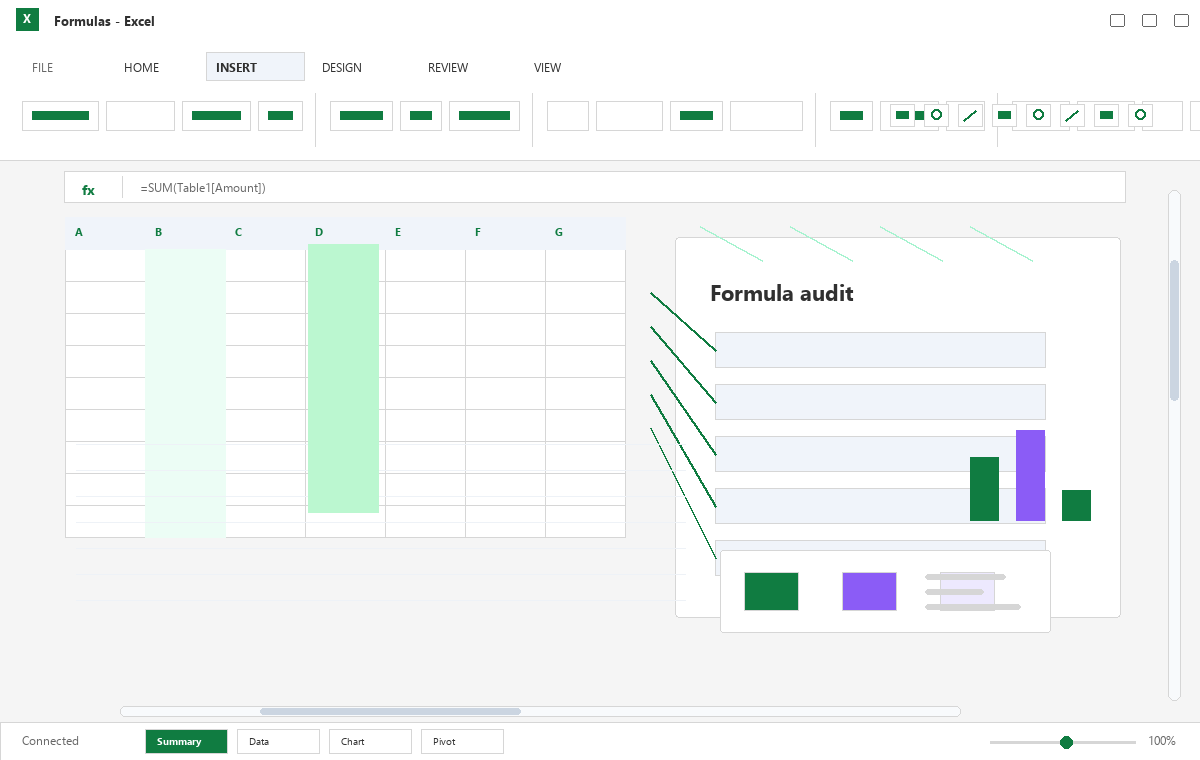 Скриншот Microsoft Excel 2013 с проверкой формул