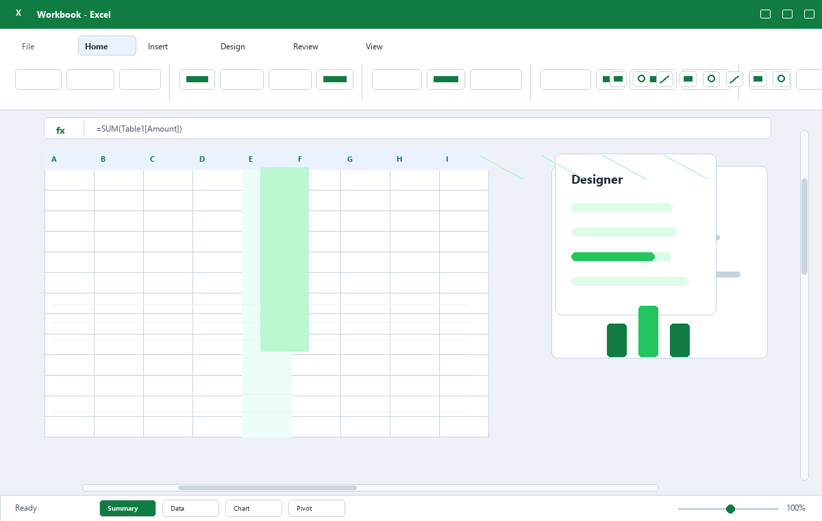 Скриншот Microsoft Excel 2019 с рабочей книгой