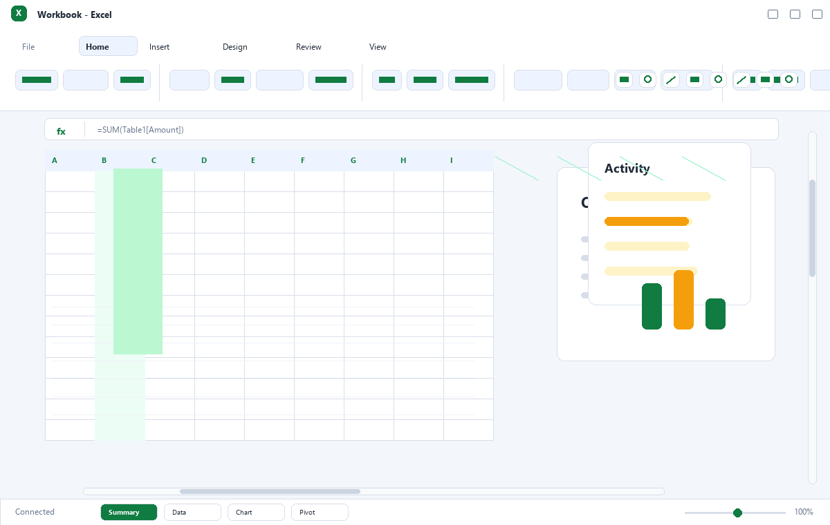 Скриншот Microsoft Excel 2021 с рабочей книгой