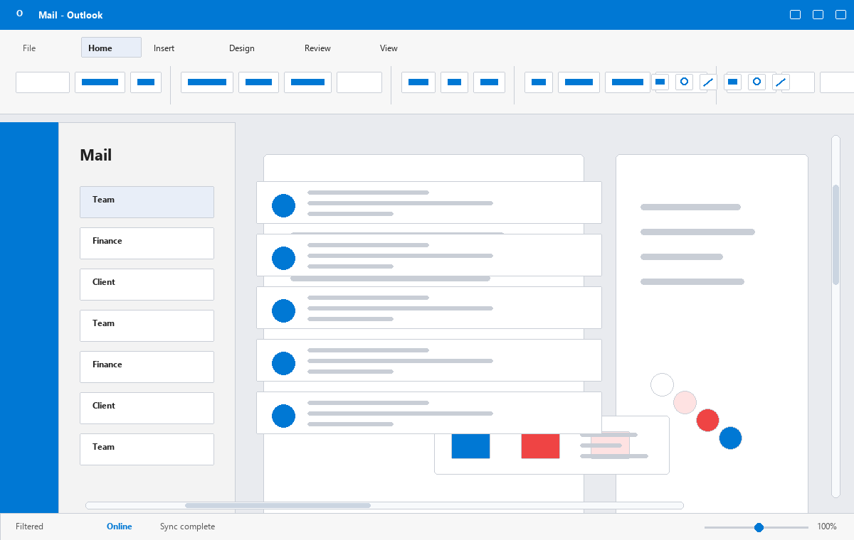 Скриншот Microsoft Outlook 2016 с папкой входящих