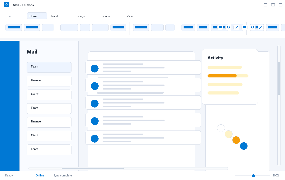 Скриншот Microsoft Outlook 2021 с папкой входящих