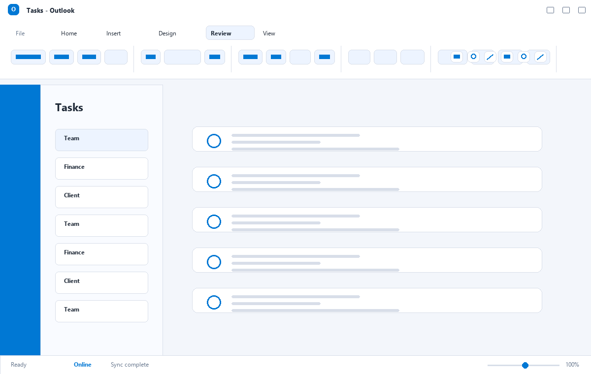 Скриншот Microsoft Outlook 2021 с списком задач
