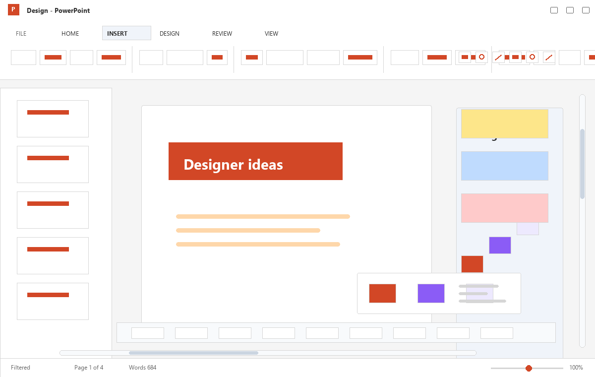 Скриншот Microsoft PowerPoint 2013 с панелью дизайна