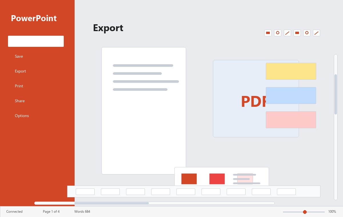 Скриншот Microsoft PowerPoint 2016 с экспортом презентации