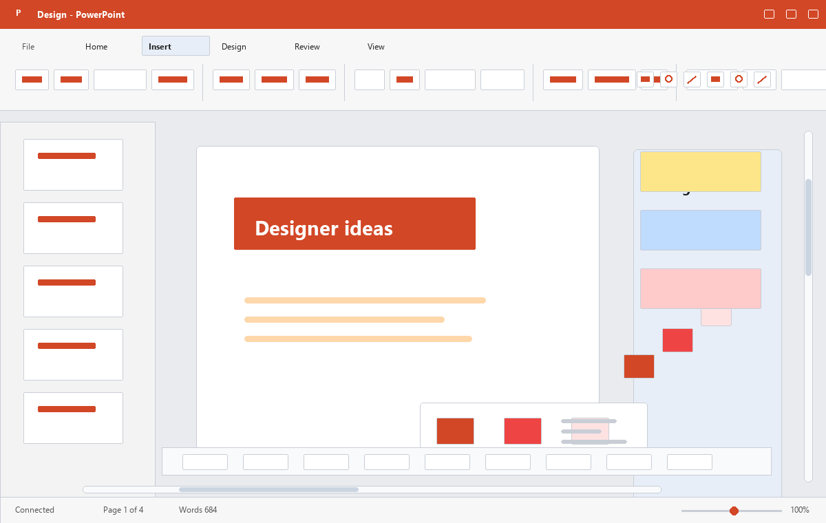 Скриншот Microsoft PowerPoint 2016 с панелью дизайна