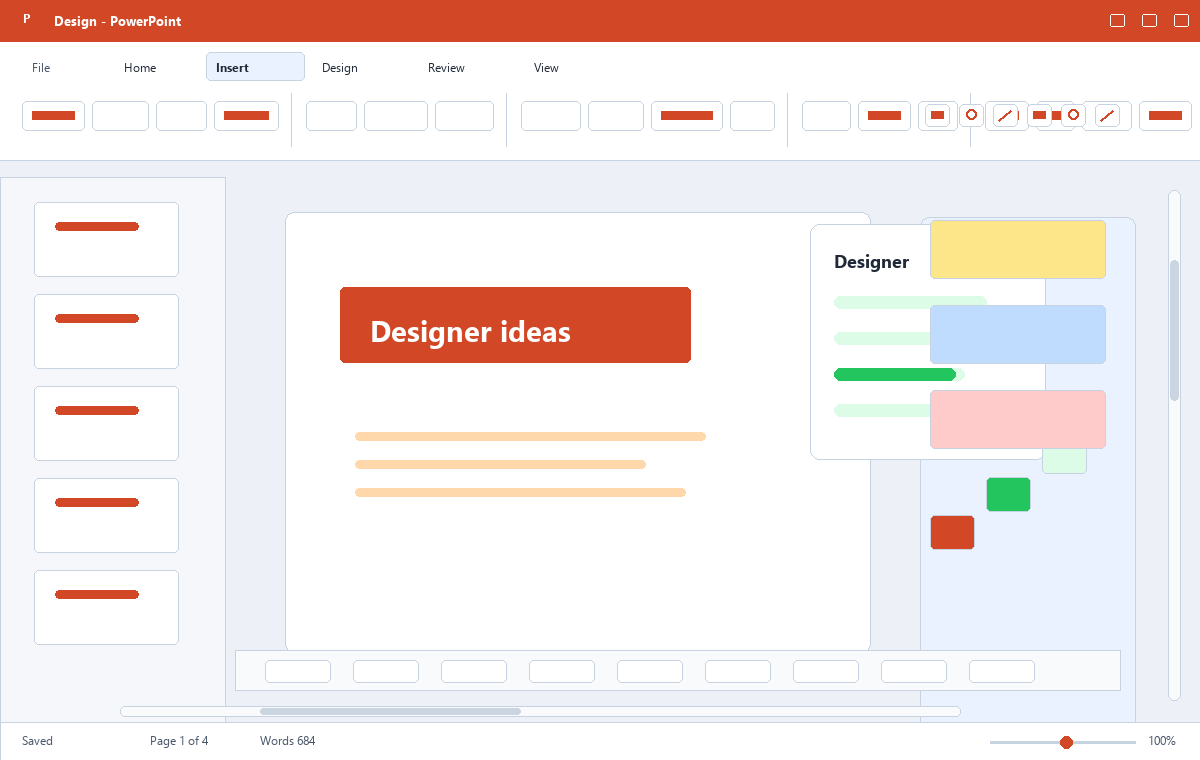 Скриншот Microsoft PowerPoint 2019 с панелью дизайна