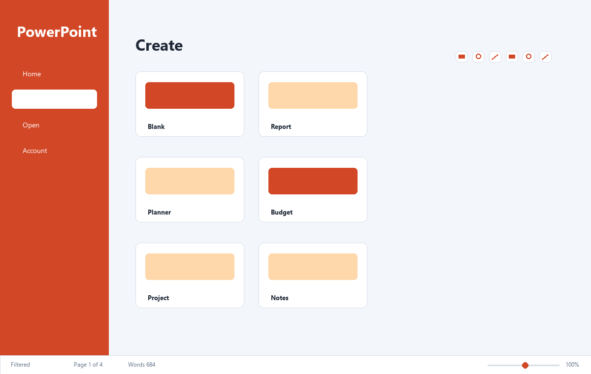 Скриншот Microsoft PowerPoint 2021 с экраном шаблонов