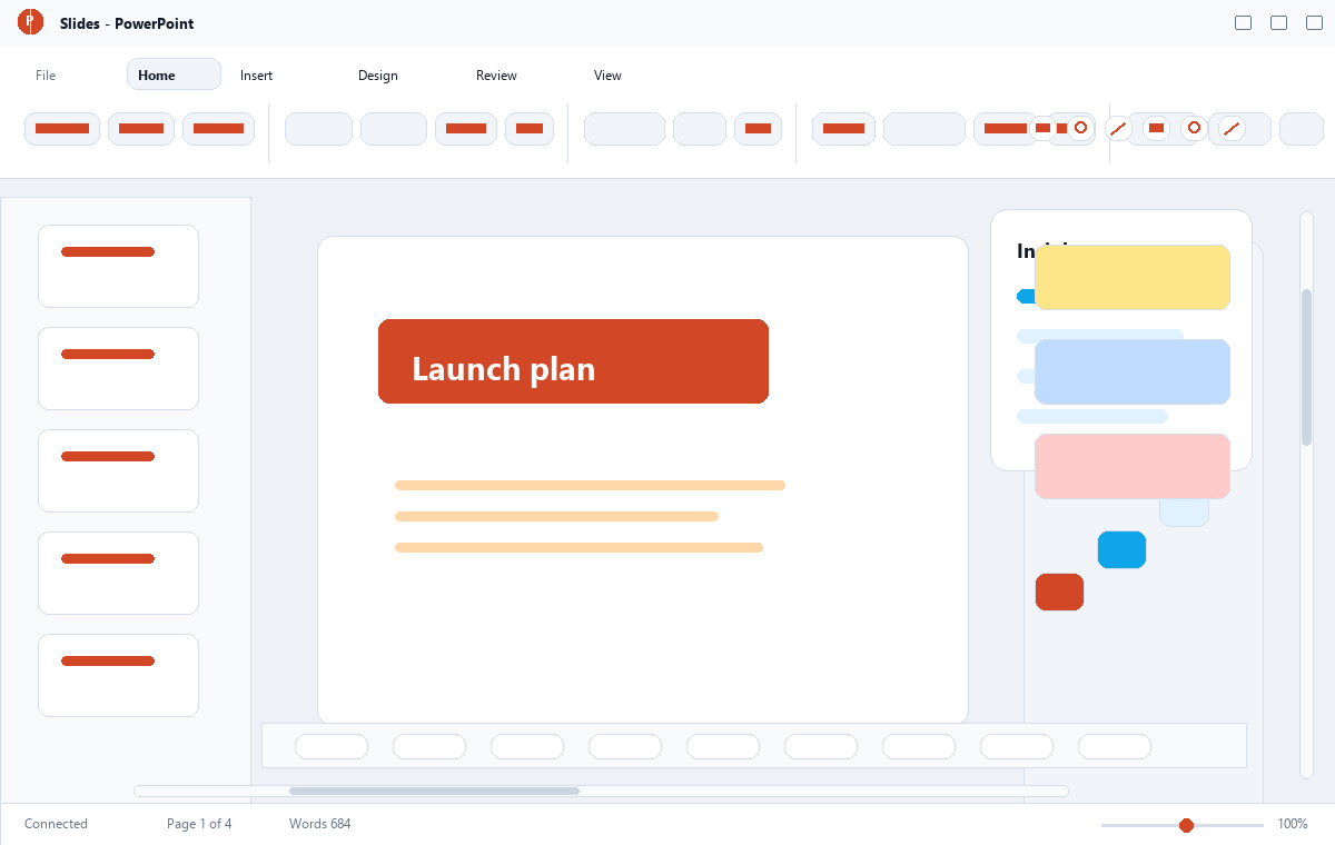 Скриншот Microsoft PowerPoint 2024 с редактором слайдов