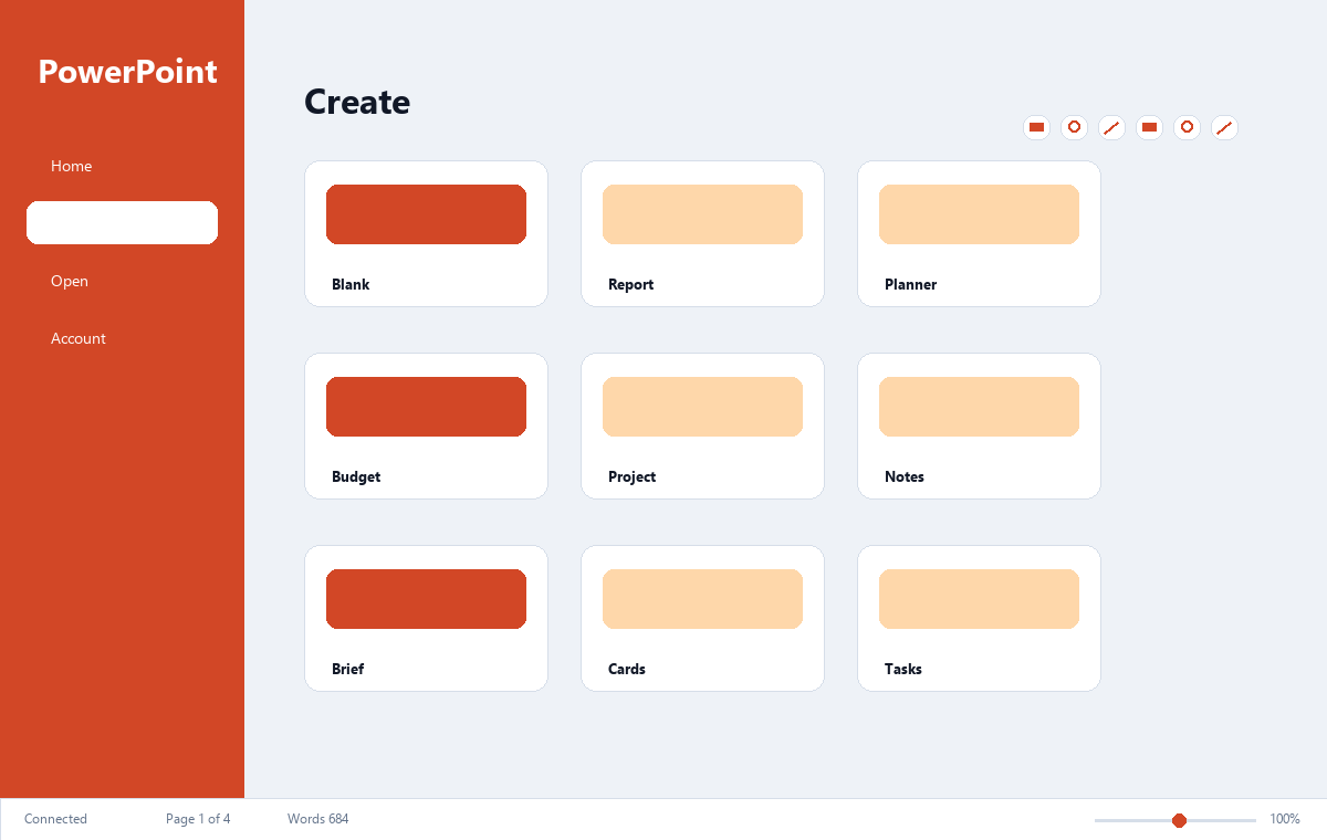 Скриншот Microsoft PowerPoint 2024 с экраном шаблонов