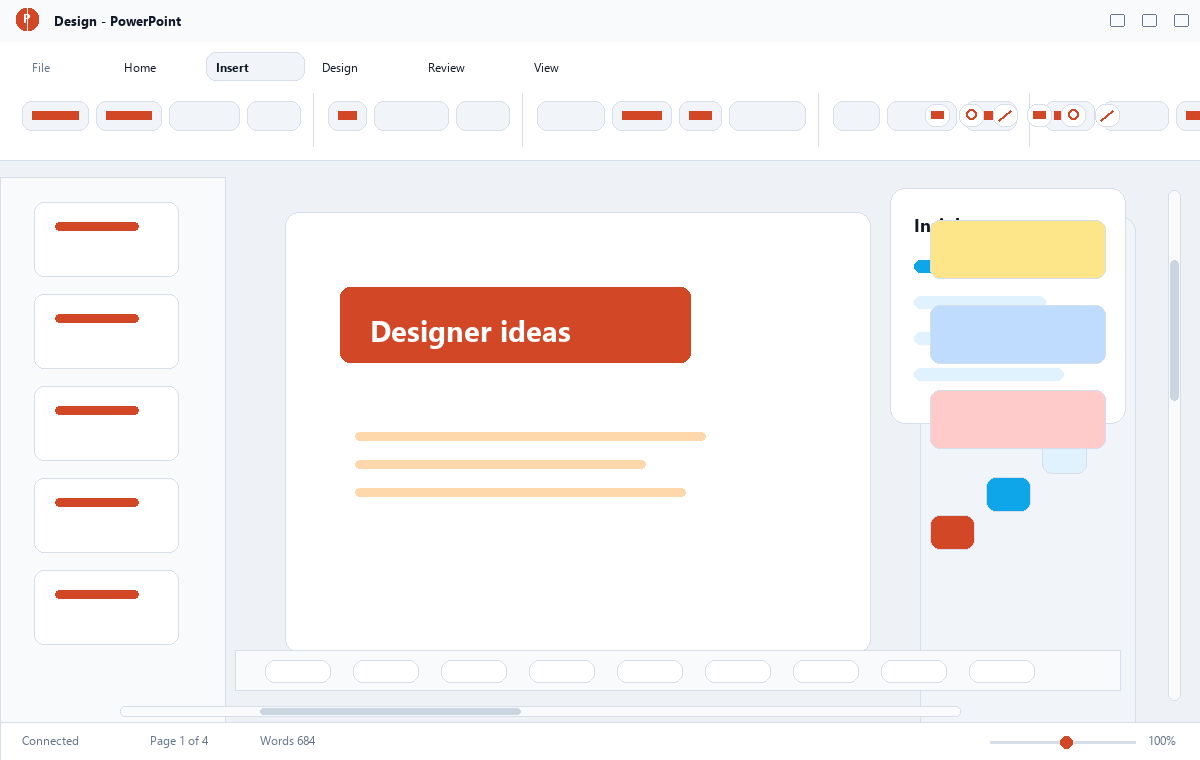 Скриншот Microsoft PowerPoint 2024 с панелью дизайна
