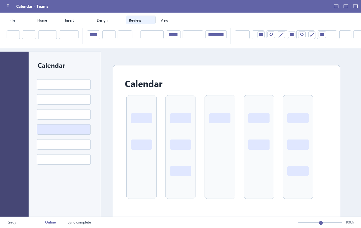 Скриншот Microsoft Teams 2019 с календарём встреч