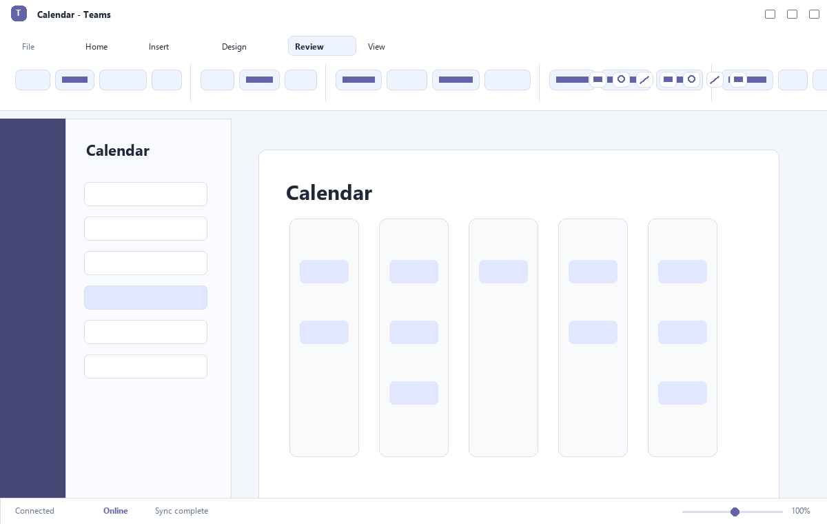 Скриншот Microsoft Teams 2021 с календарём встреч