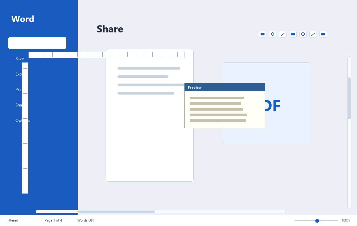 Скриншот Microsoft Word 2019 с экспортом документа