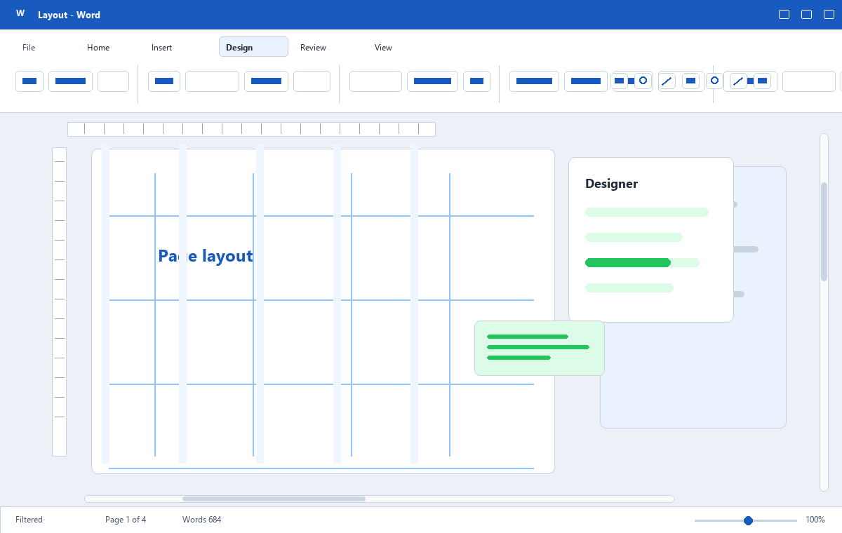 Скриншот Microsoft Word 2019 с макетом страницы