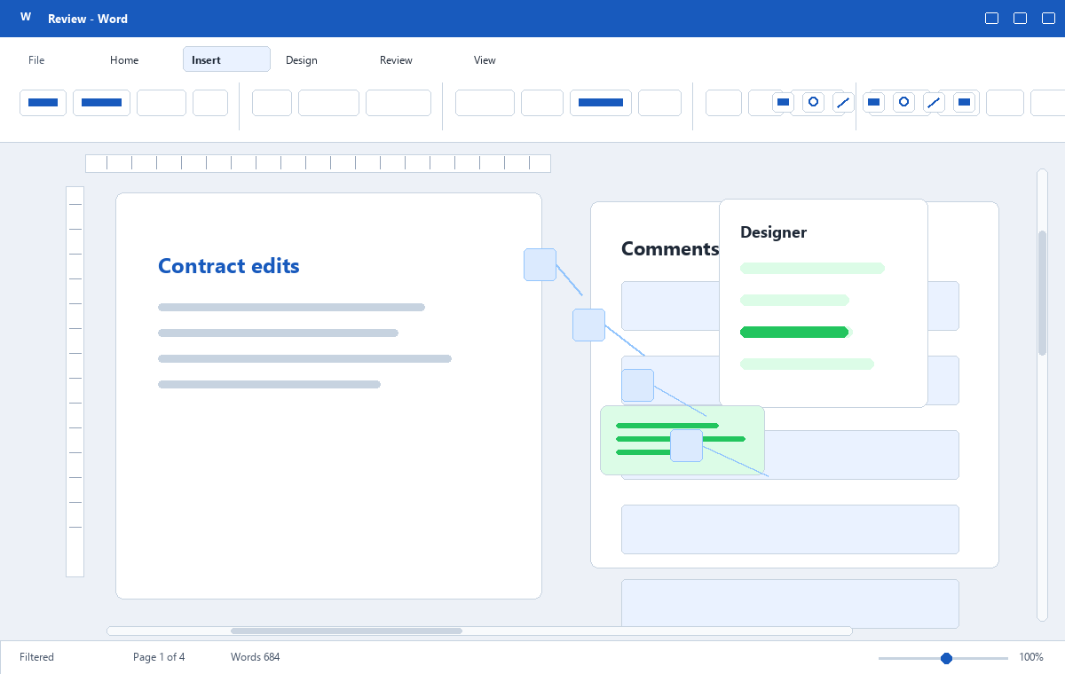 Скриншот Microsoft Word 2019 с инструментами проверки
