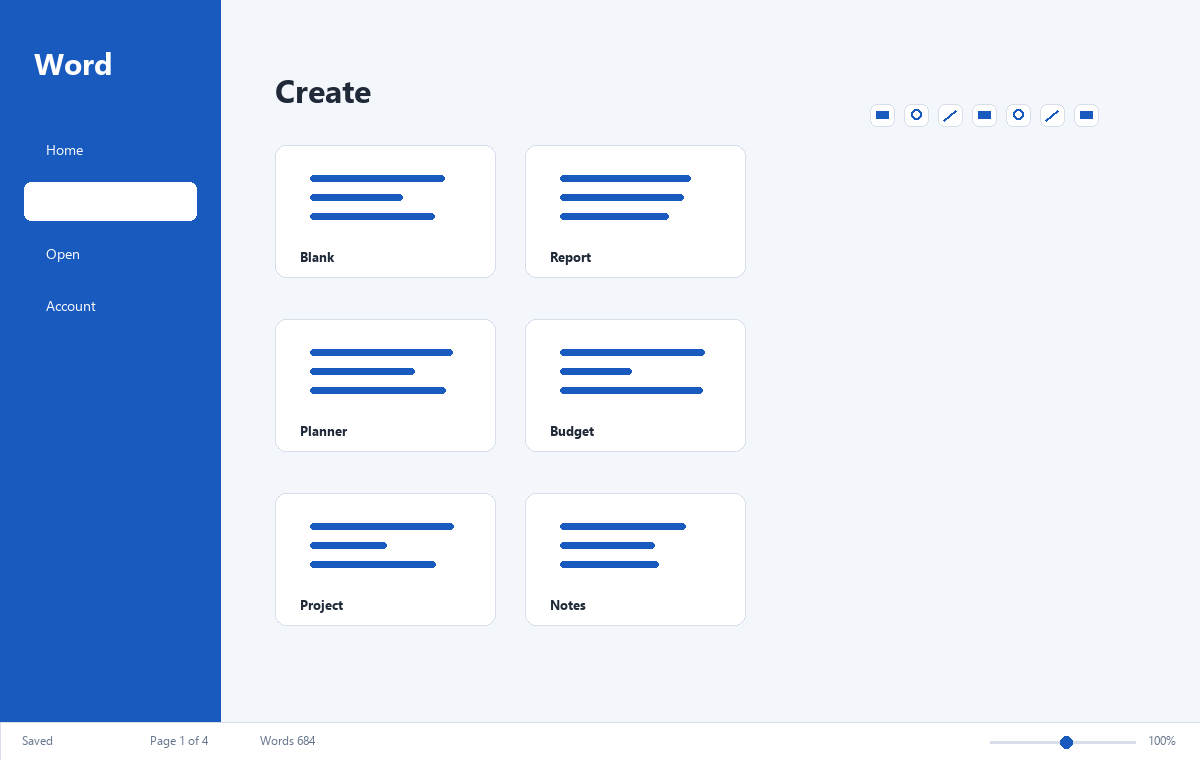Скриншот Microsoft Word 2021 с экраном шаблонов
