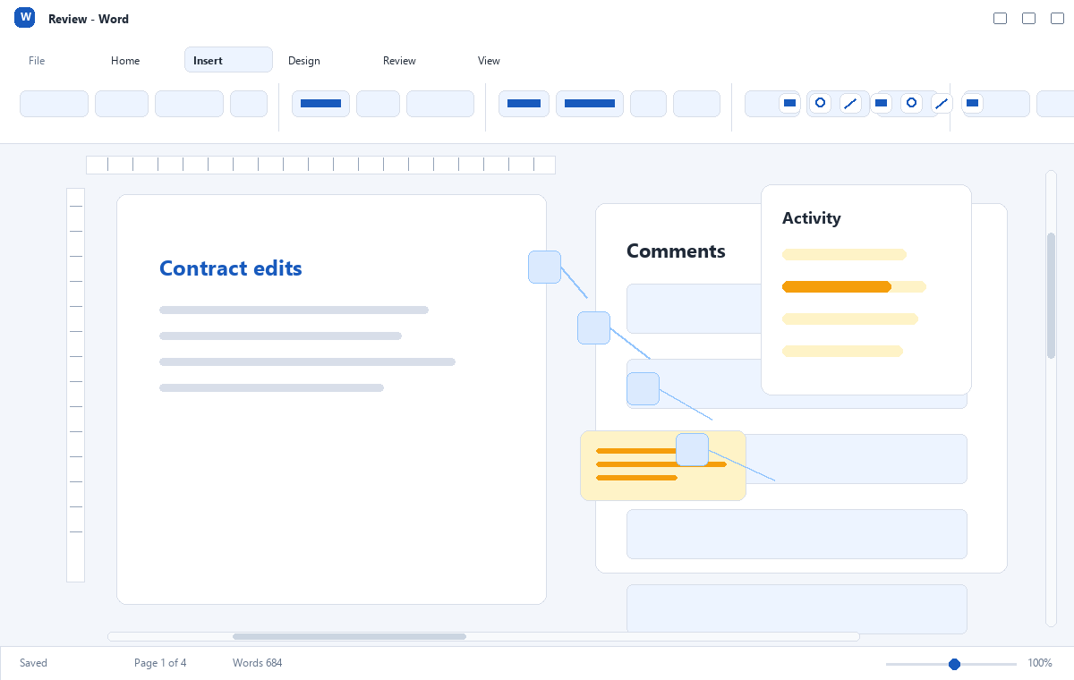 Скриншот Microsoft Word 2021 с инструментами проверки