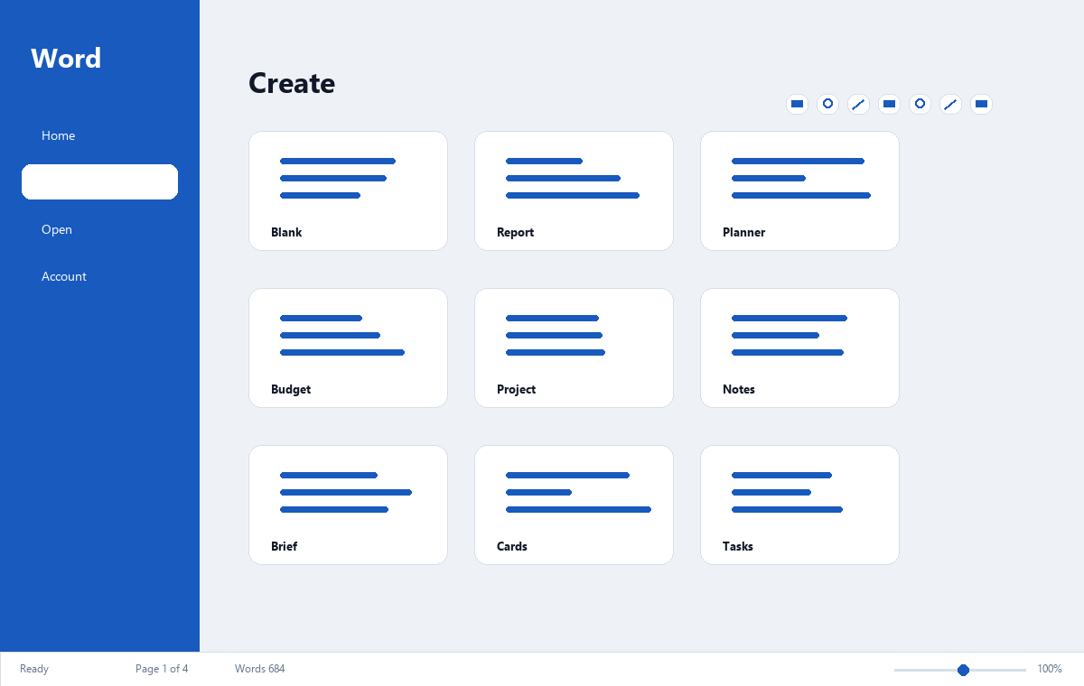 Скриншот Microsoft Word 2024 с экраном шаблонов